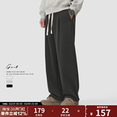 三色加绒经典 重磅加厚保暖运动休闲裤 款 冬季 男 垂感阔腿卫裤 GWIT