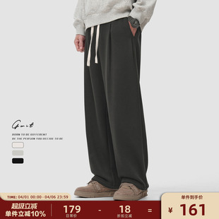 重磅加厚保暖运动休闲裤 GWIT 男 冬季 垂感阔腿卫裤 三色加绒经典 款