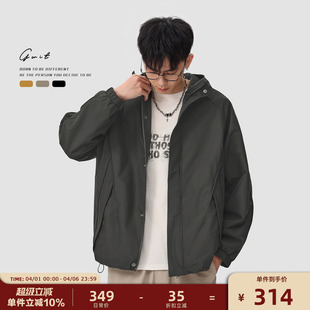 廓形设计师版 硬壳户外三防运动夹克连帽上衣男登山外套短款 GWIT