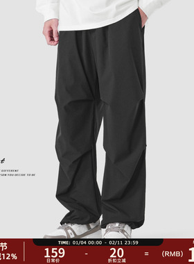 GWIT 夏季薄款垂感美式登山户外轻薄透气伞兵裤抽绳束脚休闲裤男