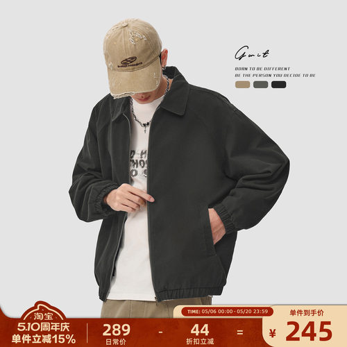 GWIT翻领工装外套男休闲夹克