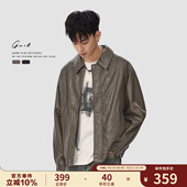 皮衣男软韧皮质 复古vintage休闲春秋pu皮夹克外套短款 GWIT 美式