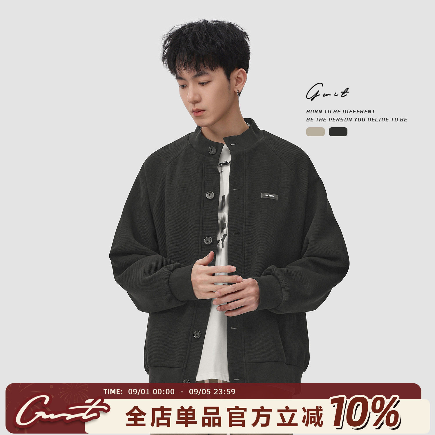GWIT松弛感垂感夹克上衣外套男图片