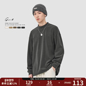 GWIT T恤纯色内搭男 秋冬保暖秋衣半高领长袖 美式 重磅德绒打底衫