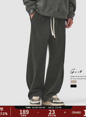 GWIT 重磅奥粒绒加厚弯刀裤冬季保暖加绒运动卫裤垂感男士休闲裤