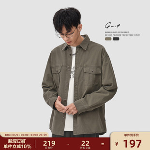 衬衫 工装 美式 衬衣Vintage重工做旧水洗 上衣寸衫 男款 外套长袖 GWIT