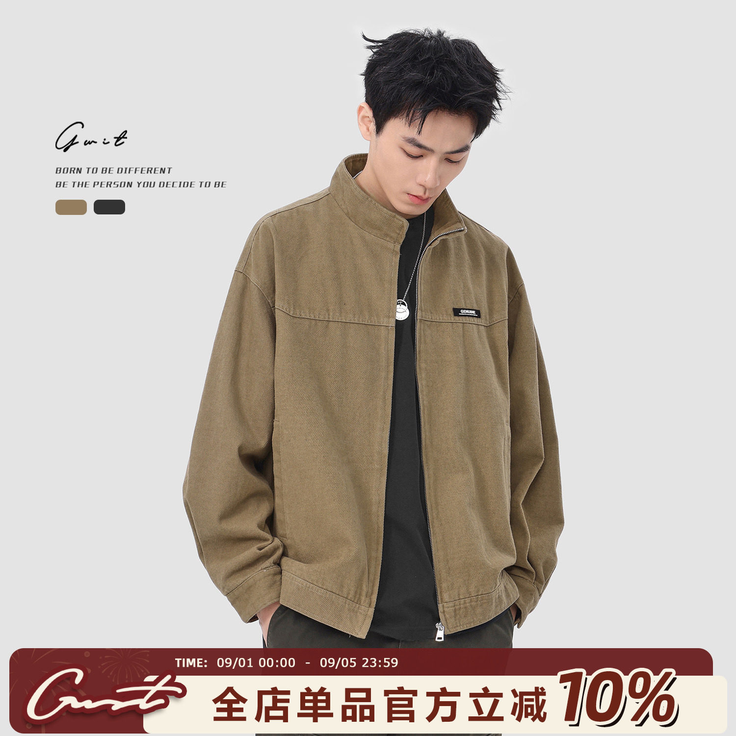 GWIT复古水洗做旧休闲工装外套图片