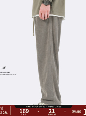 GWIT 霜花双股定织 春秋新款垂感潮流卫裤高街长裤运动休闲裤男