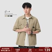 半袖 休闲水洗做旧夏季 寸衫 潮牌衬衣短袖 男 GWIT 衬衫 重磅复古美式