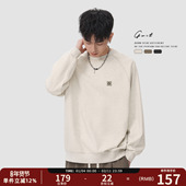 GWIT 圆领卫衣男 套头纯色内搭潮牌长袖 美式 休闲春秋上衣打底衫