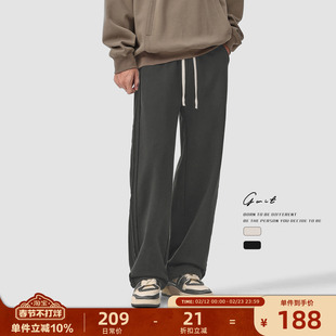 GWIT 美式经典毛边设计cleanfit高街卫裤春秋阔腿休闲运动裤男