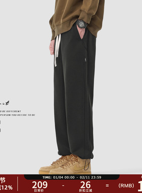 GWIT 冬季重磅奥粒绒潮牌抽绳束脚运动卫裤保暖加绒加厚休闲裤男