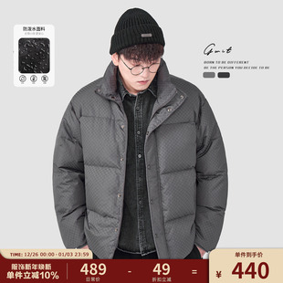 潮牌加厚羽绒服男 棋盘格面包服保暖外套短款 GWIT 90绒白鸭绒冬季