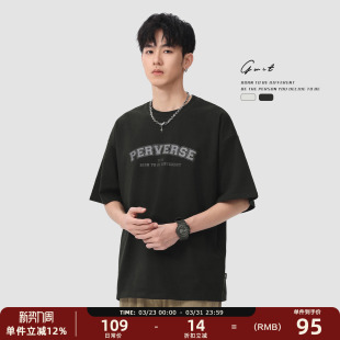 美式 潮牌纯棉短袖 街头复古印花重磅体恤夏季 半袖 T恤男 新款 GWIT