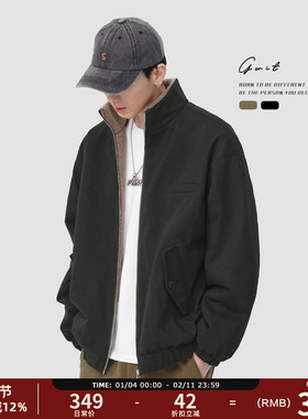 GWIT 美式复古cleanfit冬季加厚保暖夹克潮牌羊羔毛工装外套男