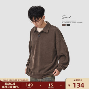 polo衫 GWIT 男士 款 保罗衫 经典 重磅复古老钱风翻领T恤春秋长袖 美式