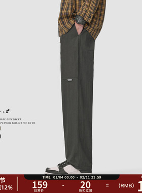 GWIT 春夏薄款垂感透气美式复古工装阔腿潮牌宽松轻薄休闲裤男