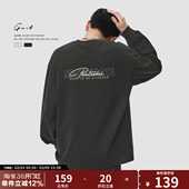 长袖 高街重磅纯棉春秋内搭上衣印花体恤潮牌打底衫 T恤男 美式 GWIT