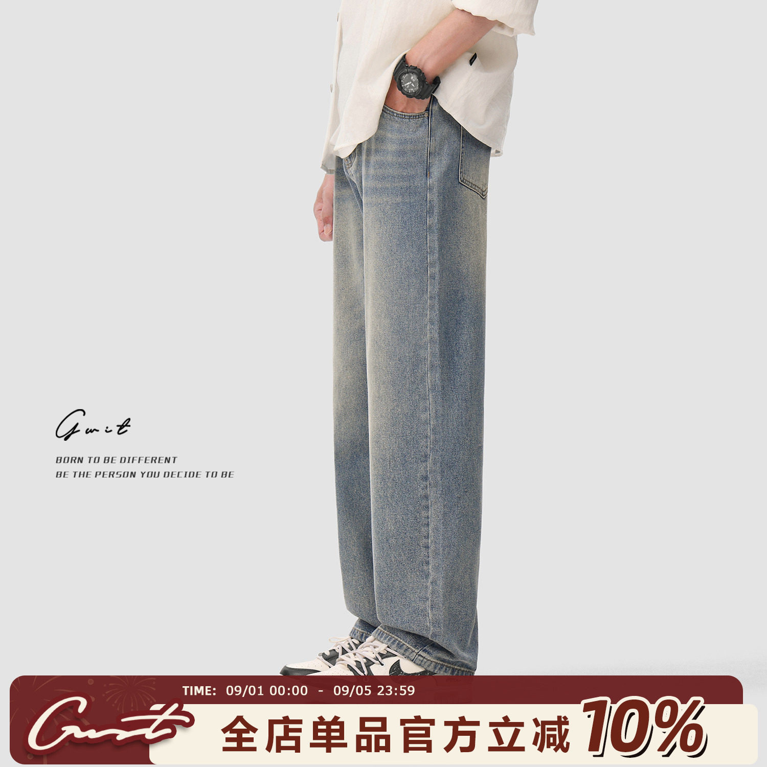 GWITcleanfit浅色牛仔裤图片