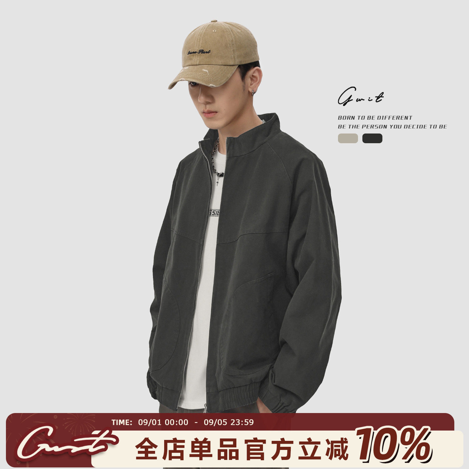GWIT美式重工水洗做旧工装夹克图片