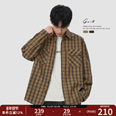 美式 复古cleanfit寸衫 外套春秋长袖 GWIT 衬衣上衣休闲格子衬衫 男