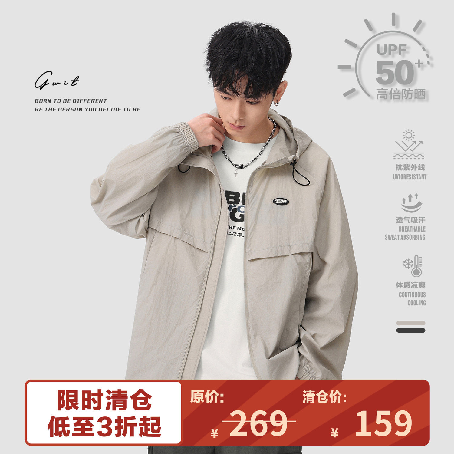 GWIT轻薄冰感防紫外线防晒服男图片
