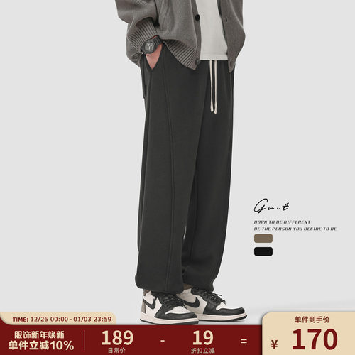 冬季重磅加绒加厚运动抽绳卫裤