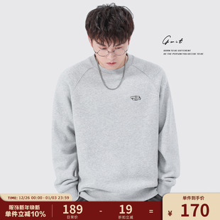 潮流宽松套头衫 GWIT 新款 冬季 加绒加厚圆领卫衣男 400g重磅美粒绒