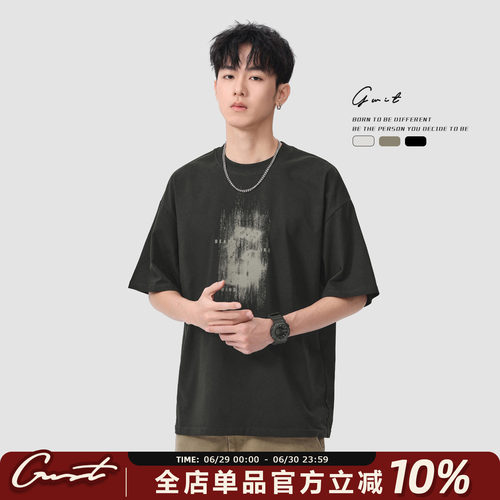 GWIT复古体恤半袖纯棉短袖T恤男