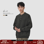 潮牌长袖 GWIT 卫衣男 款 春秋松弛感上衣打底衫 亨利领廓形美式 经典