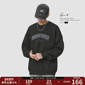 GWIT 圆领卫衣男 套头潮牌长袖 美式 复古印花春秋休闲上衣打底衫
