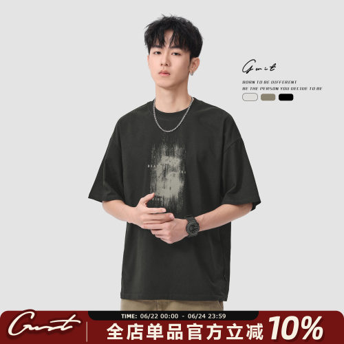 GWIT复古体恤半袖纯棉短袖T恤男