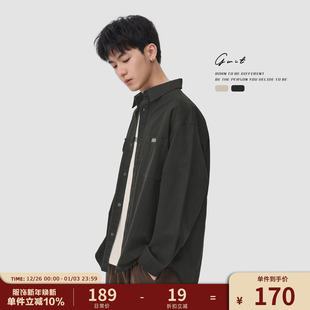 衬衫 GWIT 衬衣上衣工装 外套长袖 男 重磅水洗做旧cleanfit春秋寸衫