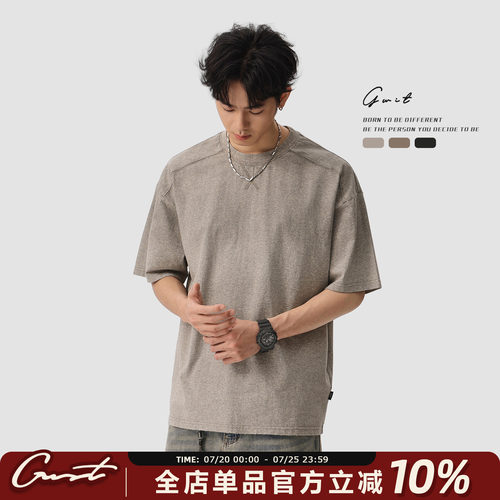 美式重工吊染做旧夏季短袖T恤
