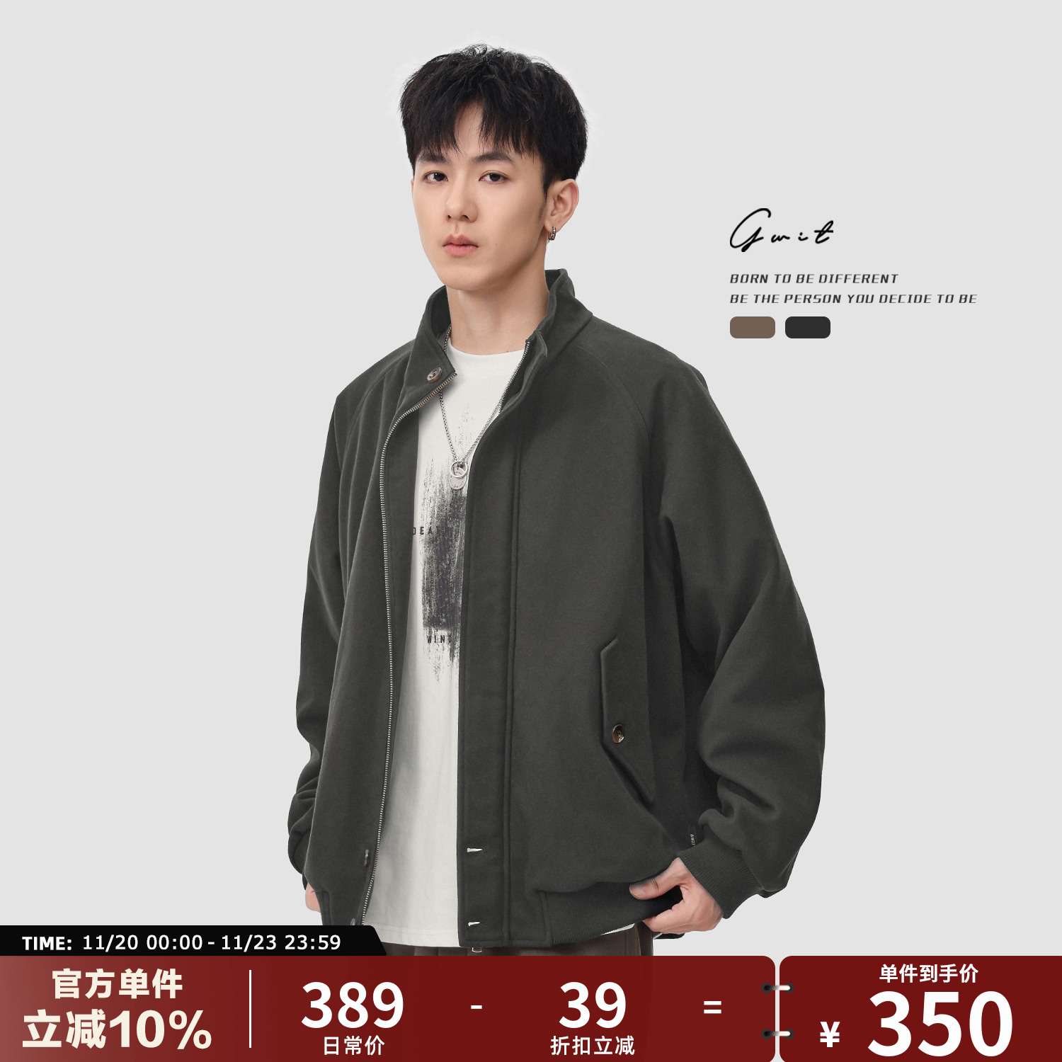 复古廓形重磅加厚夹棉呢子夹克