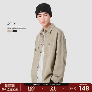 美式 衬衫 休闲复古cleanfit寸衫 衬衣上衣潮牌工装 男 外套长袖 GWIT