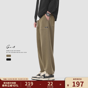 春秋潮牌高街抽绳束脚运动休闲裤 垂感cleanfit卫裤 男 美式 GWIT