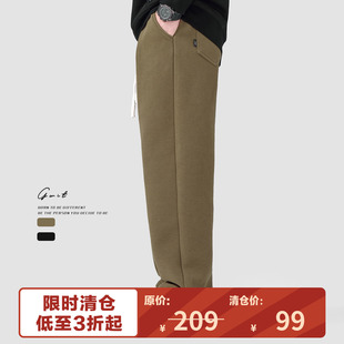 菠萝格保暖直筒美拉德加绒加厚垂感休闲裤 冬季 男 福利清仓