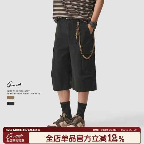 GWIT重工水洗工装大口袋七分裤