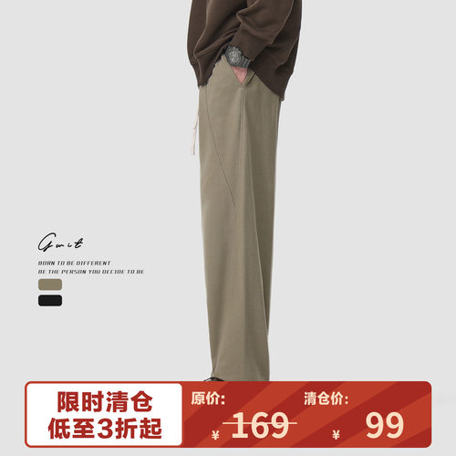 【福利清仓】GWIT美式春夏薄款垂感卫裤工装抽绳束脚运动休闲裤男