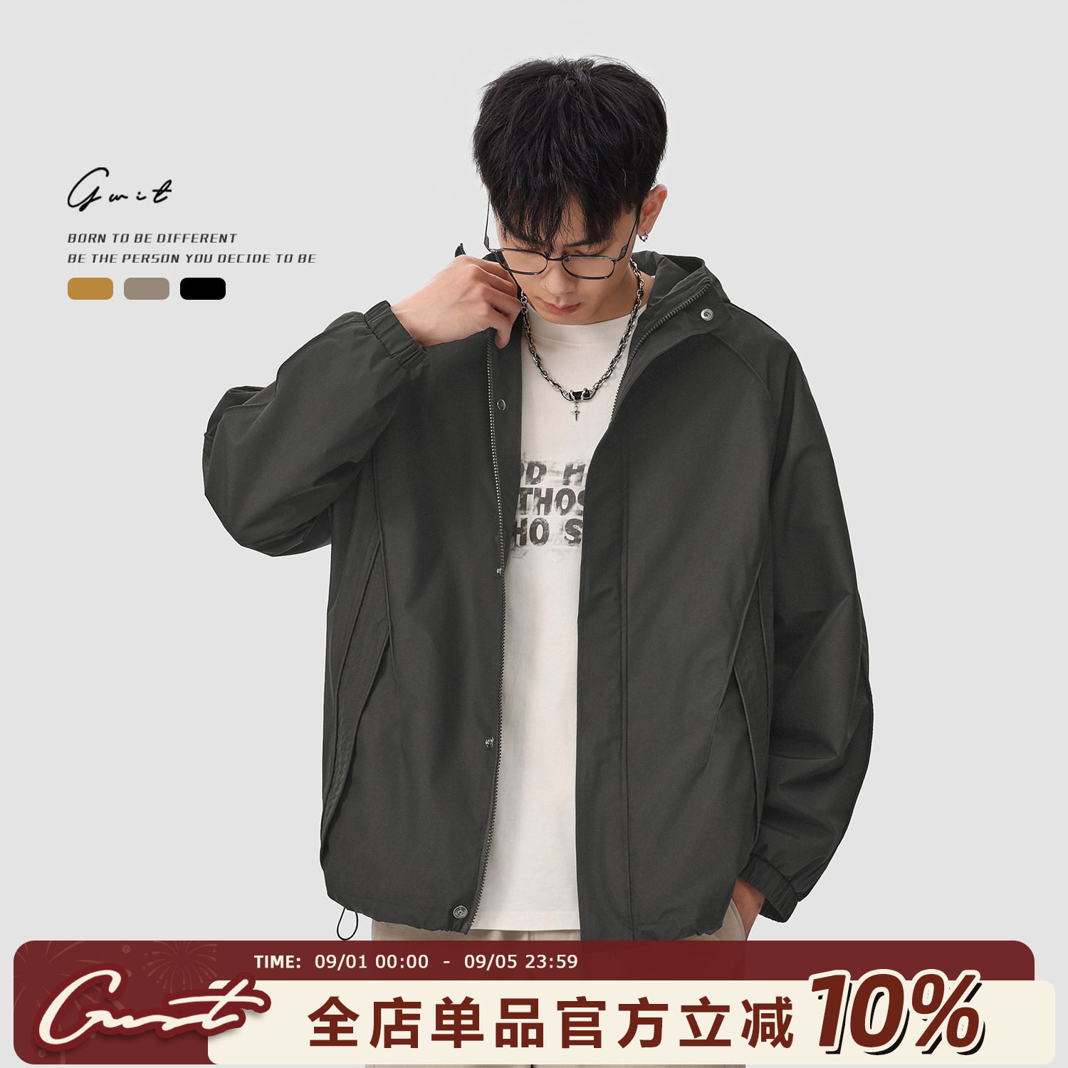 GWIT户外登山三防连帽短款外套图片