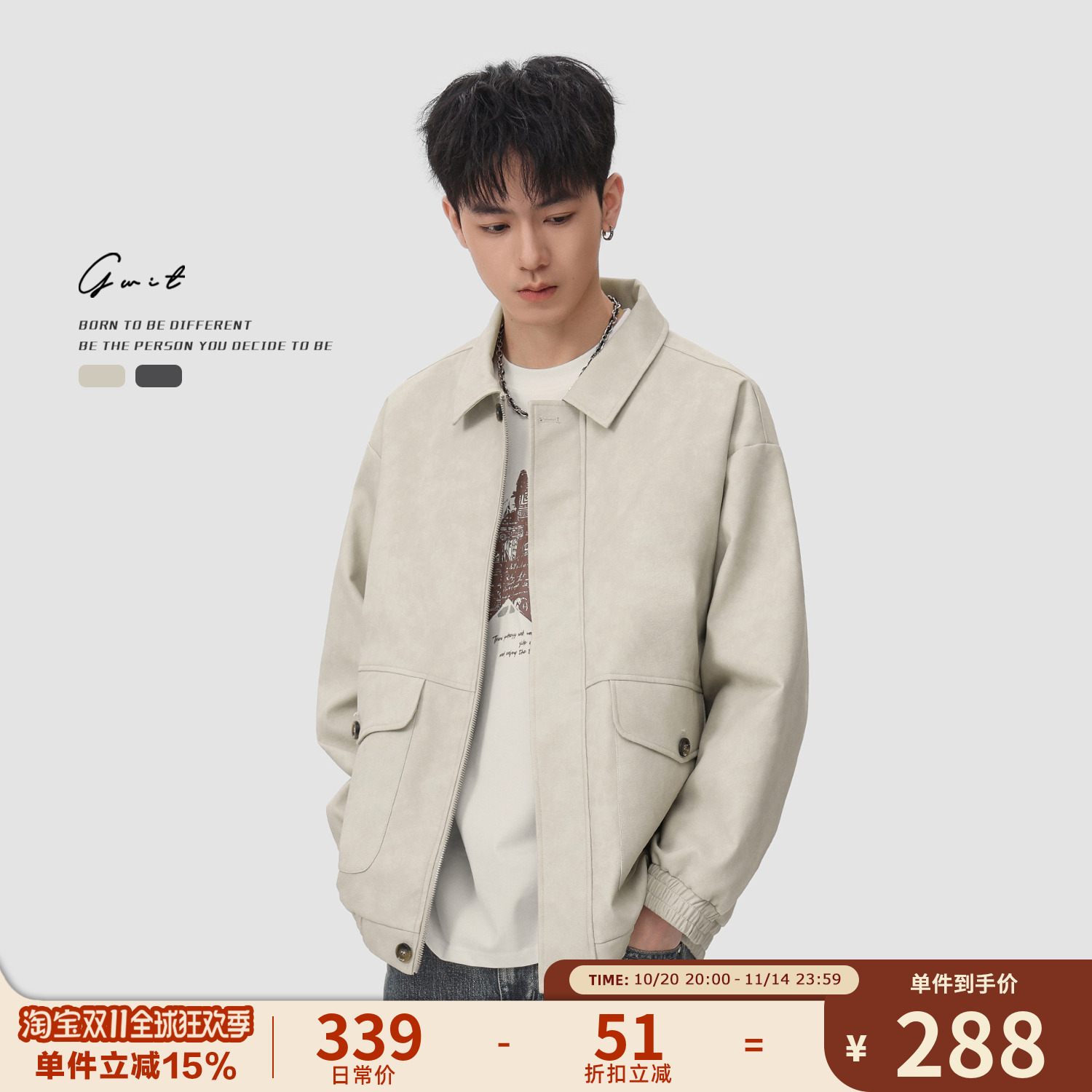 GWIT美式cleanfit复古做旧皮衣