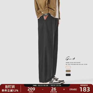 美式 cargo休闲裤 重工水洗做旧廓形工装 春秋阔腿大弯刀裤 男 裤 GWIT