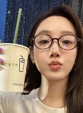 张婧仪dowdy同款超轻豹纹椭圆素颜复古书呆子眼镜女款配度数近视