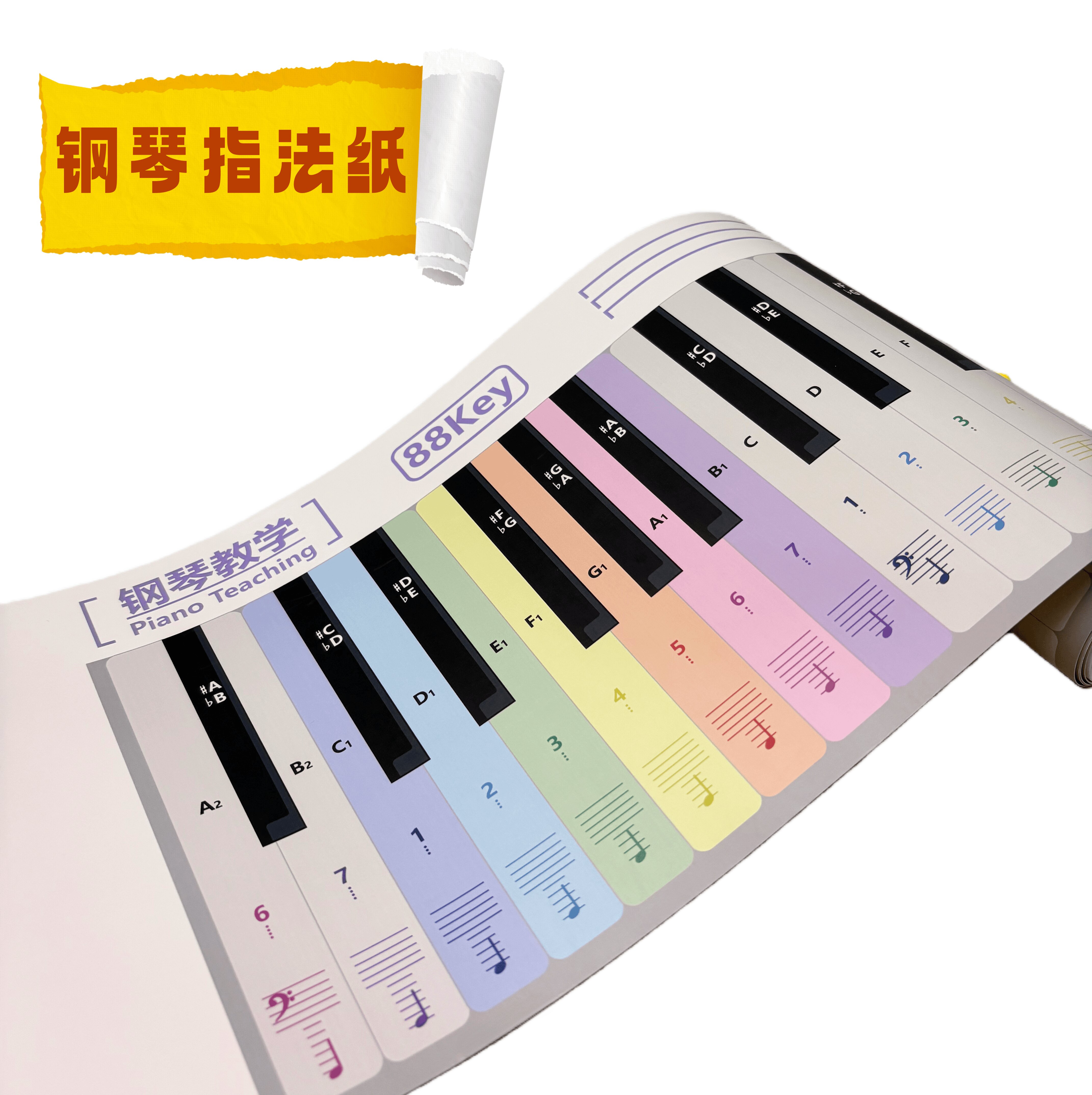标准88键61键盘1∶1手卷电子琴钢琴指法练习纸垫琴行初学儿童教学