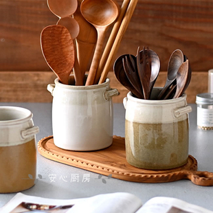 日本制进口meister hand 自然复古系列厨具收纳桶餐具筷筒工具桶