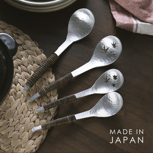 日本制进口相泽工房Aizawa作家款藤编草编枫叶漏勺火锅勺汤勺甜品