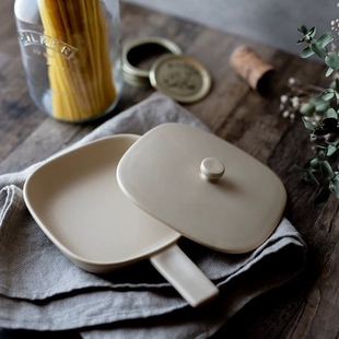 一体成型 日本制造进口Meister Hand烤盘陶瓷带盖无涂层煎锅平底