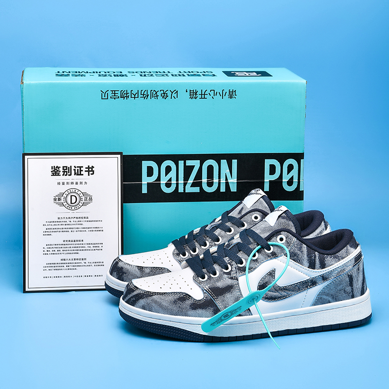 莆田aj夏季新款牛仔蓝aj1低帮板鞋男学生儿童情侣款休闲运动鞋女