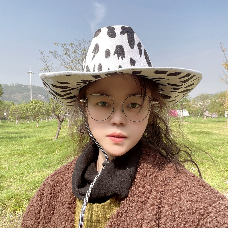 节日舞会派对表演帽子头饰黑白奶牛西部牛仔帽子爵士帽舞台帽COS